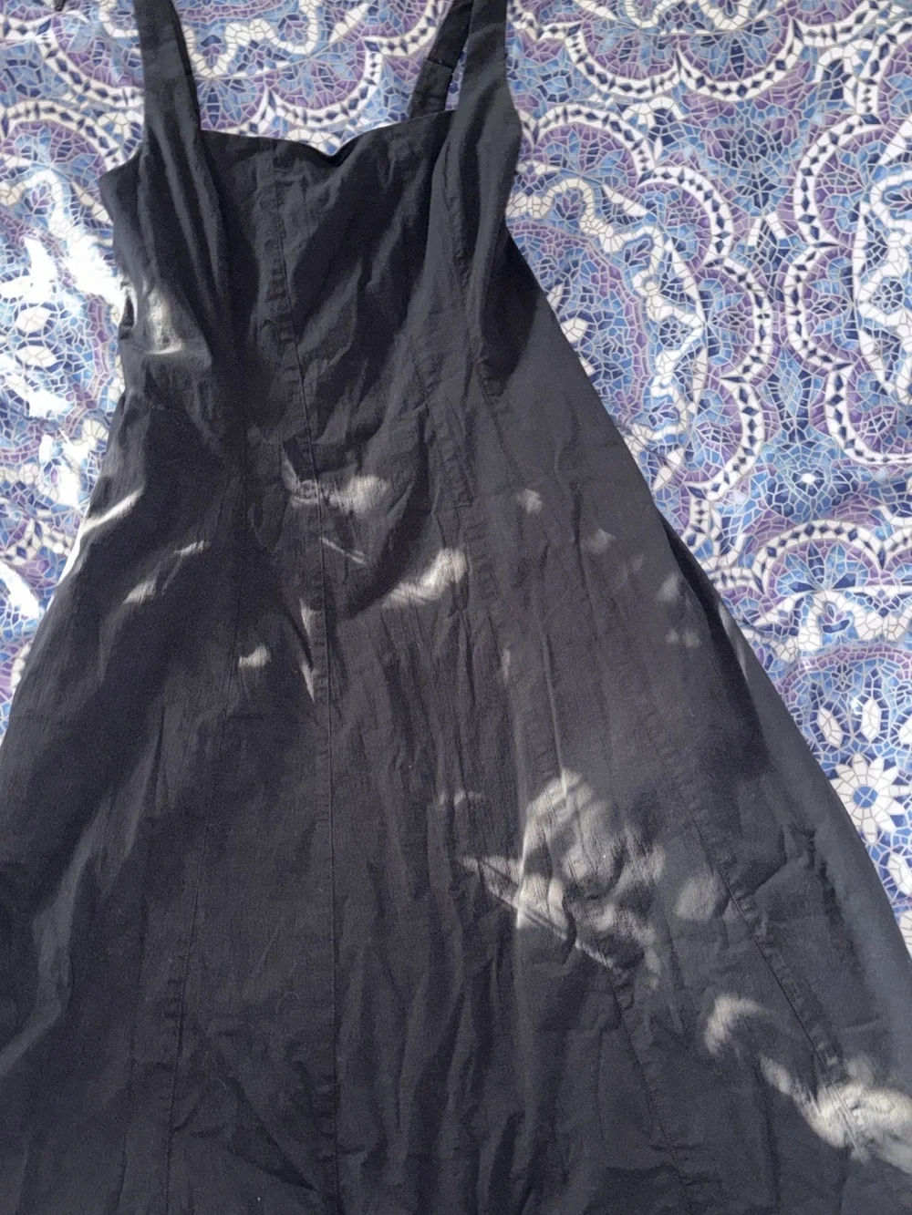 Abercrombie & Fitch Black Sleeveless Square-Neck Maxi Dress with Pockets Cotypn